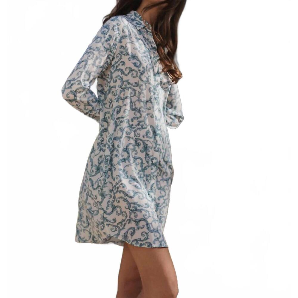 NEW CATHERINE GEE sophie button dress in azulejo